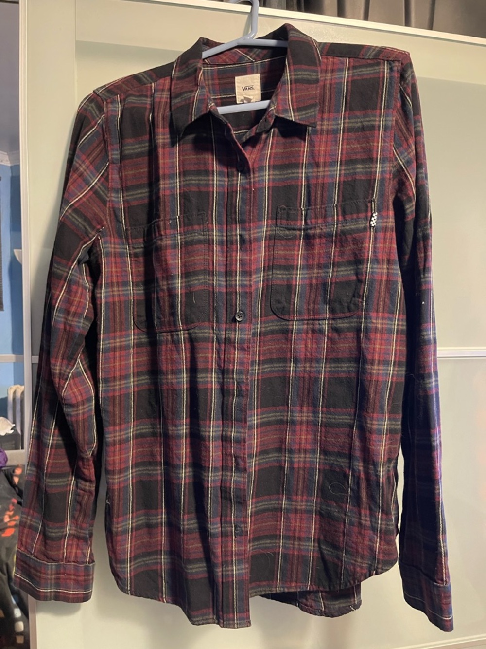 Vans Black and Red Plaid Button-Down Shirt